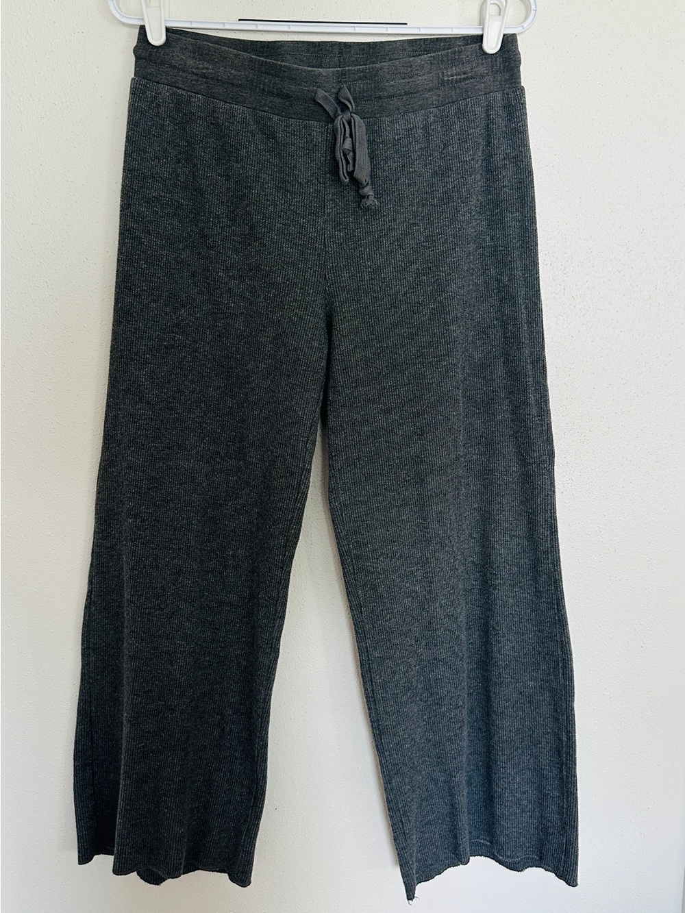 Natural Life Gray Ribbed Knit Wide Leg Lounge Pants Medium Excellent Condition